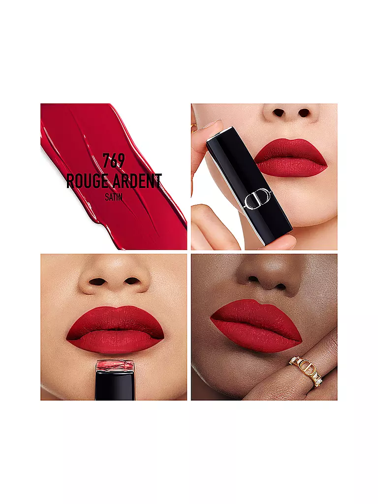 DIOR | Lápiz labial - Rouge Dior Satin Lipstick (769 Rouge Ardent) | Rojo oscuro