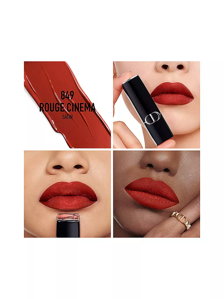 DIOR | Lápiz labial - Rouge Dior Satin Lipstick (849 Rouge Cinéma) | Coral