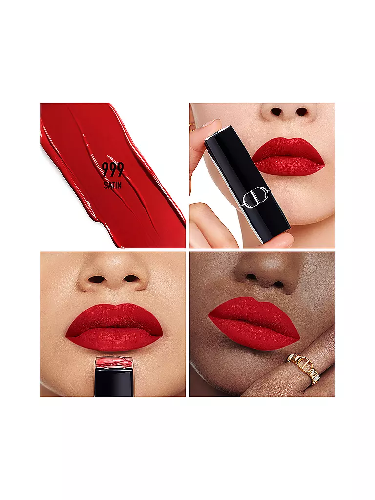 DIOR | Lápiz labial - Rouge Dior Satin Lipstick (999 Satin Finish) | Rojo