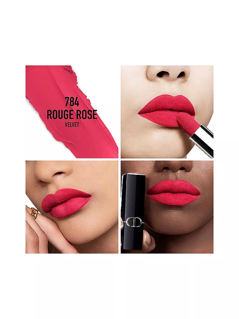 DIOR | Lápiz labial - Rouge Dior Velvet Lipstick (784 Rouge Rose) | Rojo