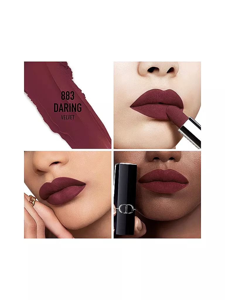DIOR | Lápiz labial - Rouge Dior Velvet Lipstick (883 Daring) | Rojo oscuro