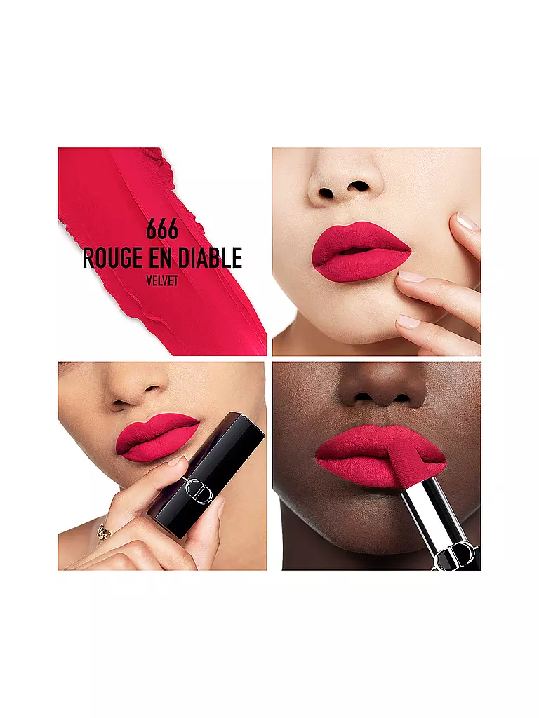 DIOR | Labial - Rouge Dior Velvet Lipstick (666 Rouge en Diable) | Rojo