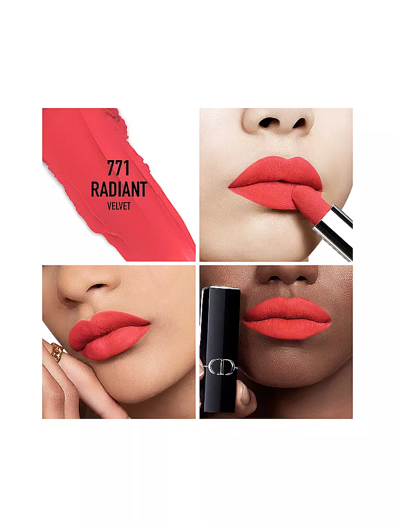 DIOR | Labial - Rouge Dior Velvet Lipstick (771 Radiant) | Coral