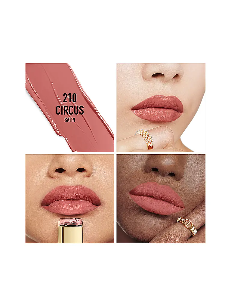 DIOR | Rouge Dior Edición Limitada Couture Barra de Labios - Estuche Dorado y Barra Grabada (210 Circus Fini Satin) | Oro