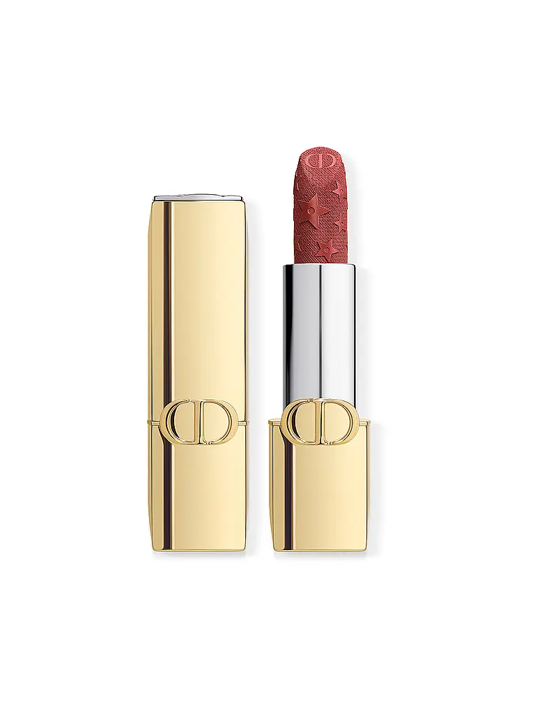 DIOR | Rouge Dior Edición Limitada Couture Barra de Labios - Estuche Dorado y Barra Grabada (629 Parade Fini Velvet) | Marrón