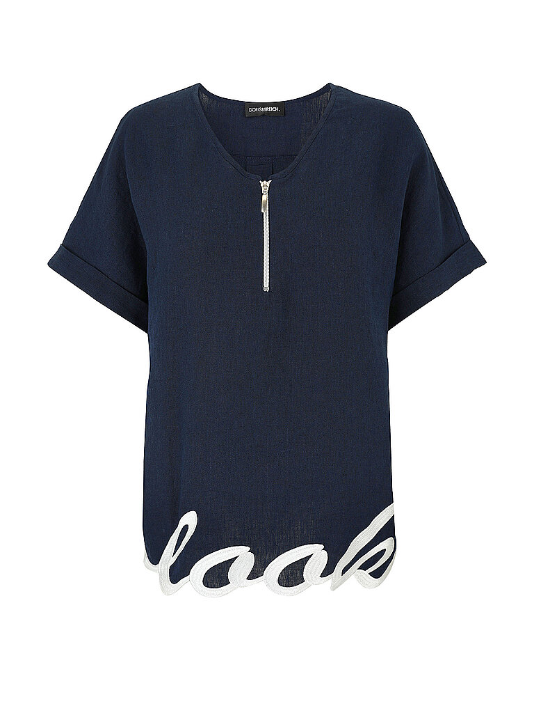 Blusa de lino azul oscuro 40
