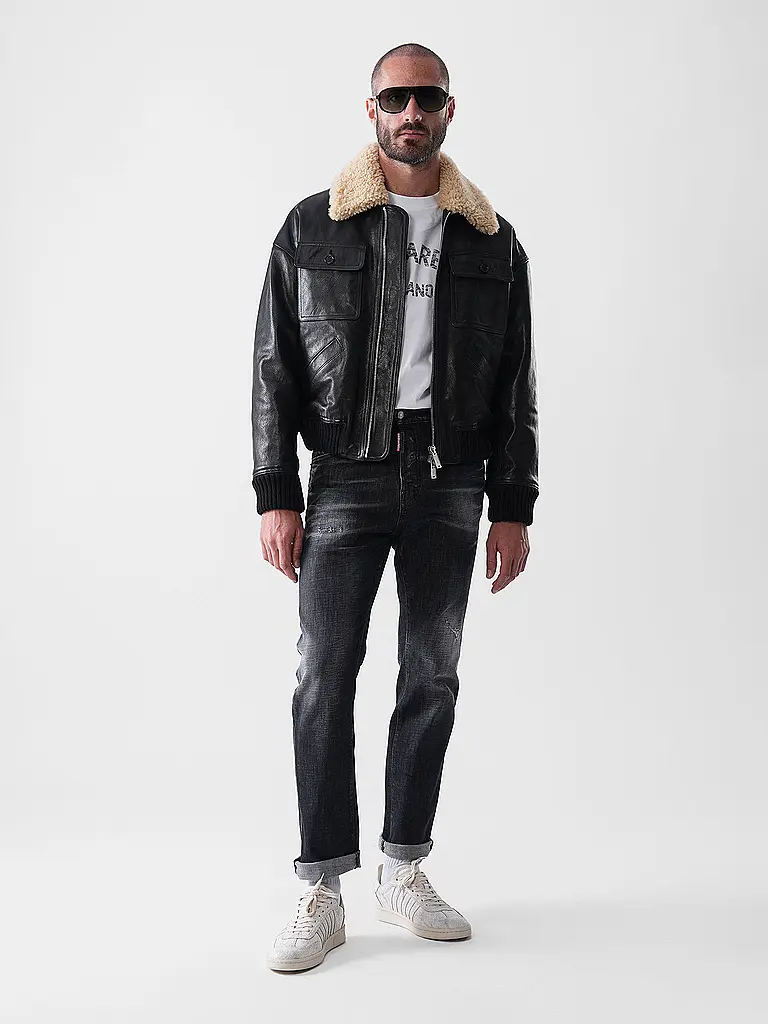 DSQUARED2 | Chaqueta de cuero AVIATOR | Negro