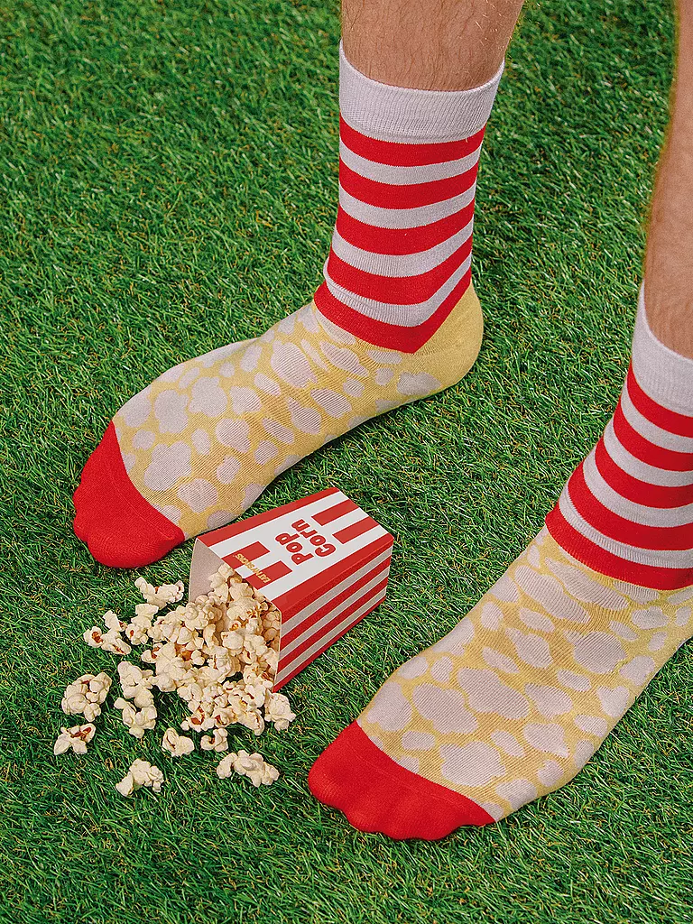 EAT MY SOCKS | Calcetines 36-45 POP CORN amarillorojoblanco | 