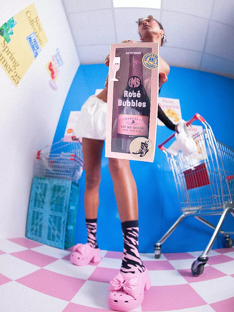 EAT MY SOCKS | Calcetines 36-45 ROSE BUBBLES rosa/negro | 