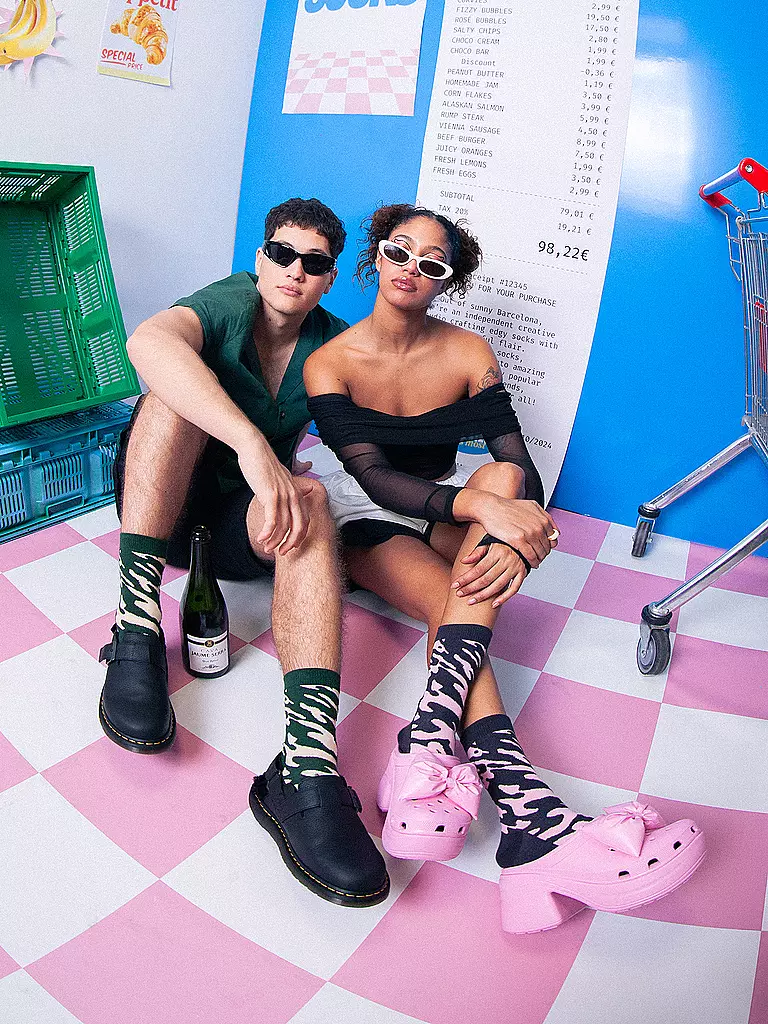EAT MY SOCKS | Calcetines 36-45 ROSE BUBBLES rosa/negro | 