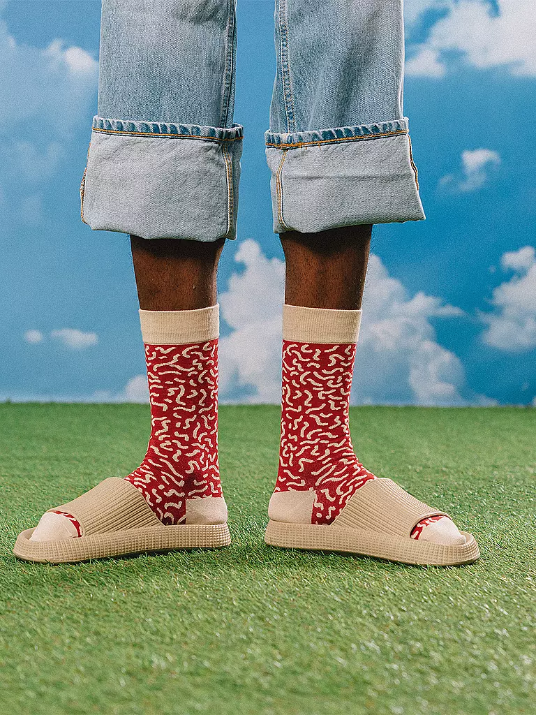 EAT MY SOCKS | Calcetines 36-45 SUPREME SALAMI rojo beige | 