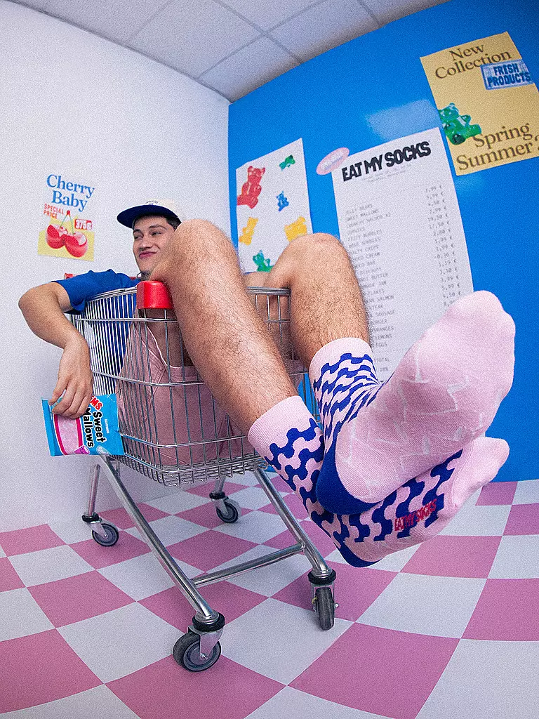 EAT MY SOCKS | Calcetines 36-45 SWEET MALLOWS rosa y azul | Rosa