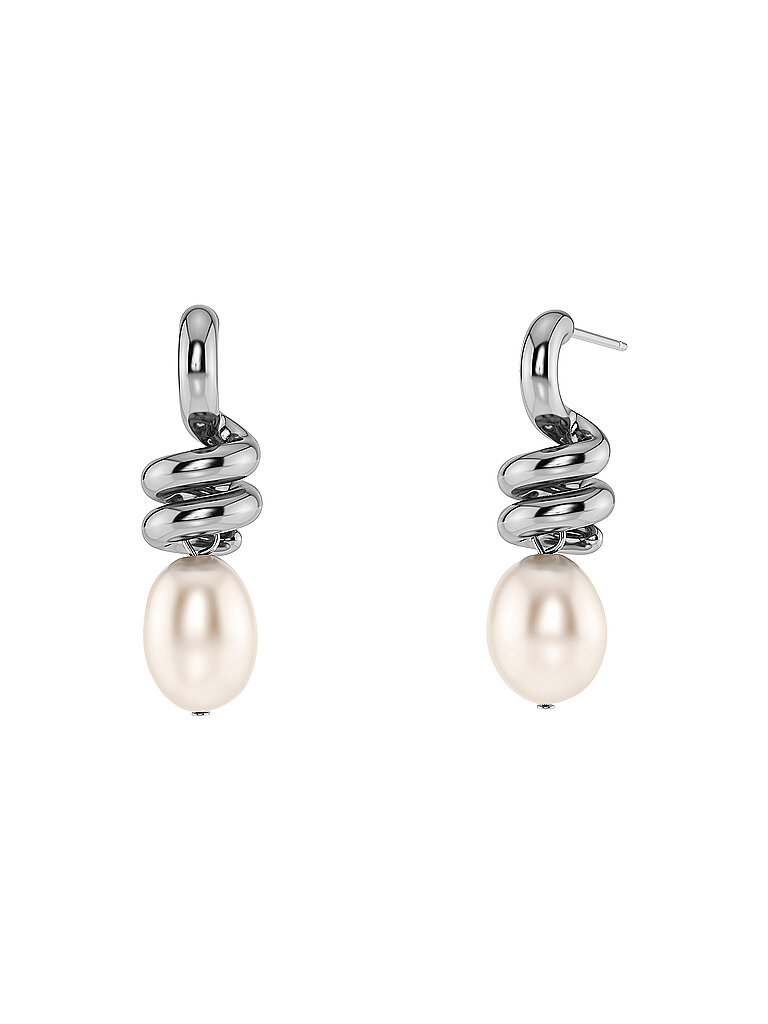 EDBLAD Pendientes SWIVEL PEARL Large steel plata