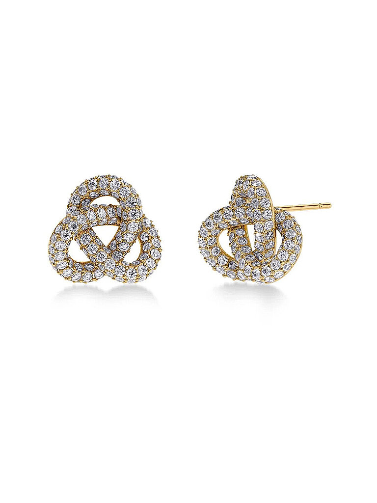 EDBLAD Pendientes INFINITY KNOT SPARKLE STUDS Large Gold oro
