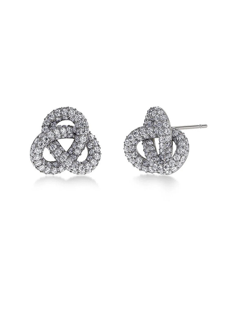 EDBLAD Pendientes INFINITY KNOT SPARKLE STUDS Large Steel plata