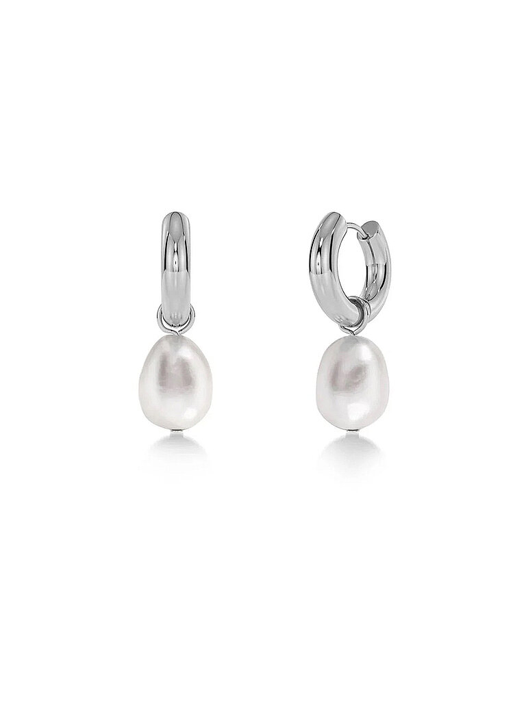 Pendientes PERLA HOOPS Large Steel plata