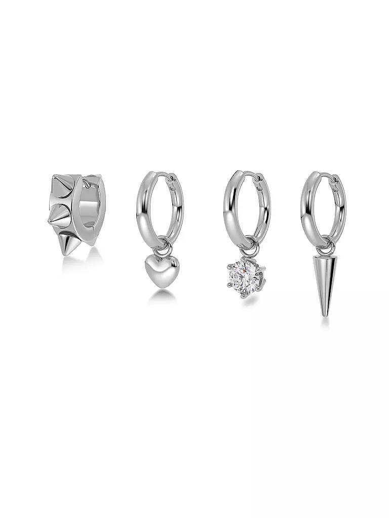 EDBLAD | Pendientes PEAK HOOPS ICON ONE HEART Steel | Plata