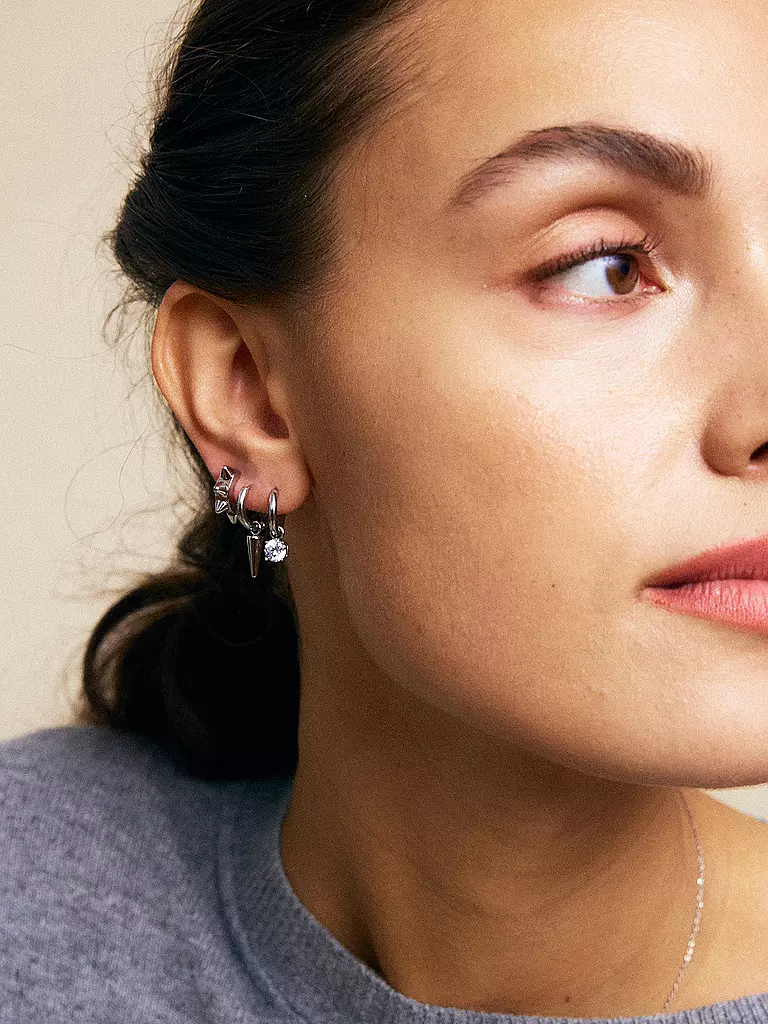 EDBLAD | Pendientes PEAK HOOPS ICON ONE HEART Steel | Plata