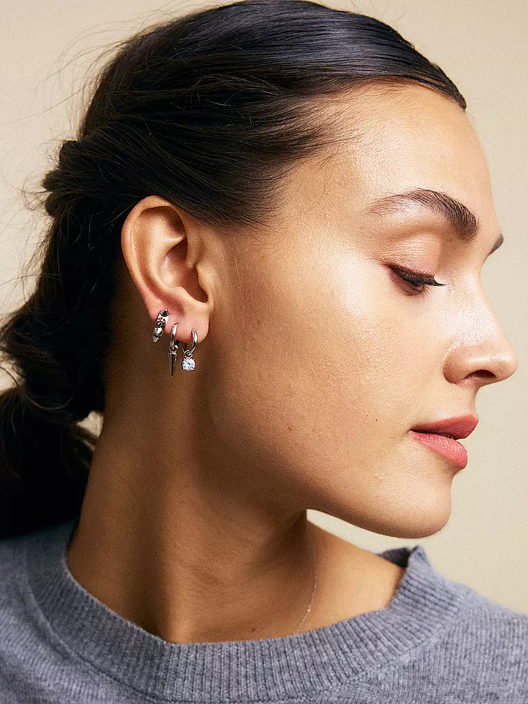 EDBLAD | Pendientes PEAK HOOPS ICON ONE HEART Steel | Plata