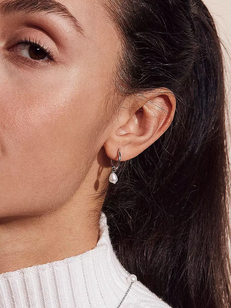 EDBLAD | Pendientes PERLA HOOPS Steel | Plata