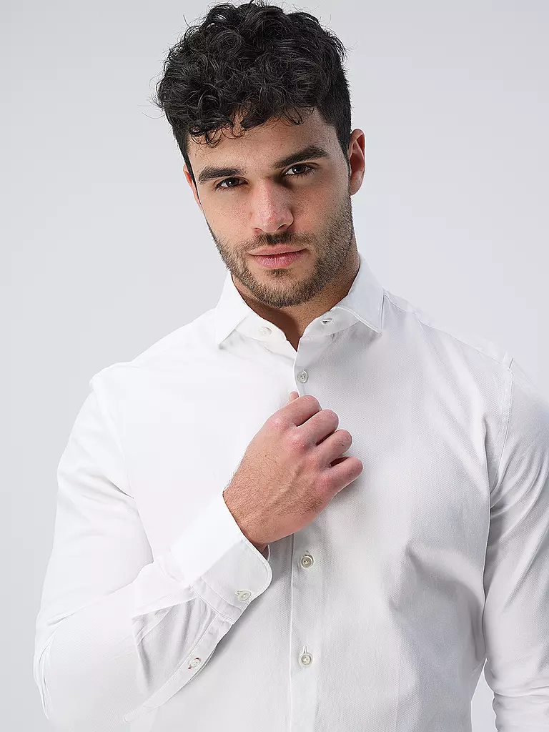 EDWARD COPPER | Hemd Tailored Fit | Blanco