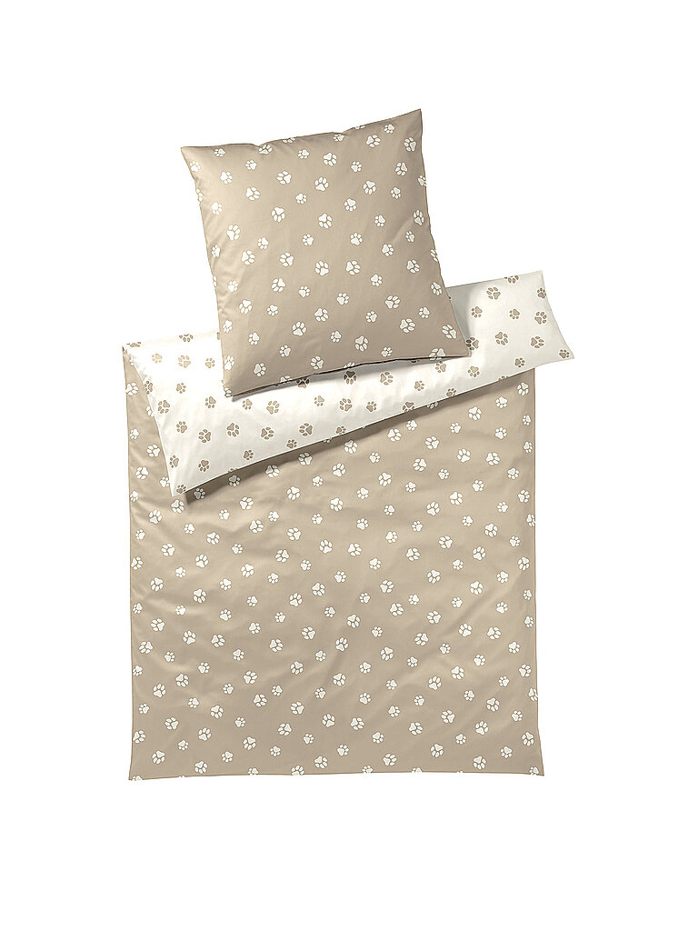 ELEGANTE Ropa de cama de satén PAWS 70x90cm/140x200cm Crema beige