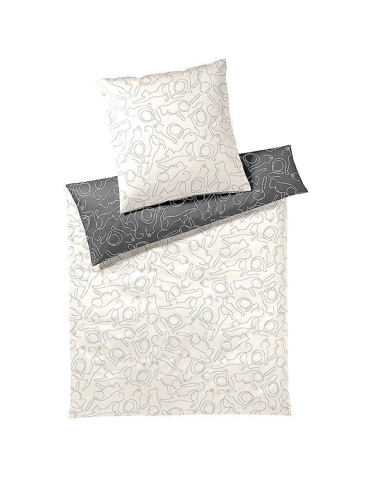 ELEGANTE Ropa de cama de satén CATS 70x90/140x200cm Gris claro gris claro