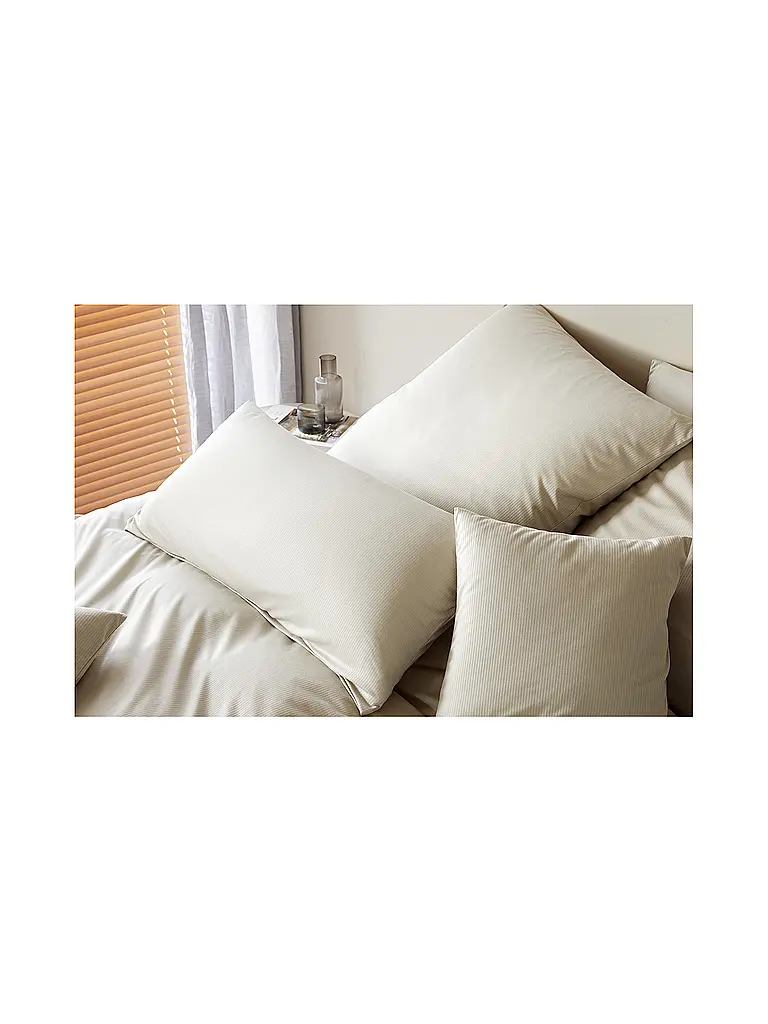 ELEGANTE | Juego de cama de punto Jersey 70x90cm / 140x200cm CORD Crema | Crema