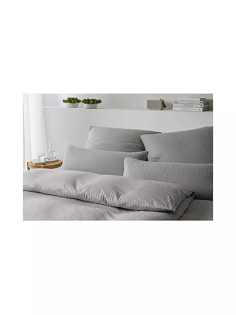 ELEGANTE | Juego de cama de punto Jersey SOLID STRIPE 140/200CM Grafito | Gris