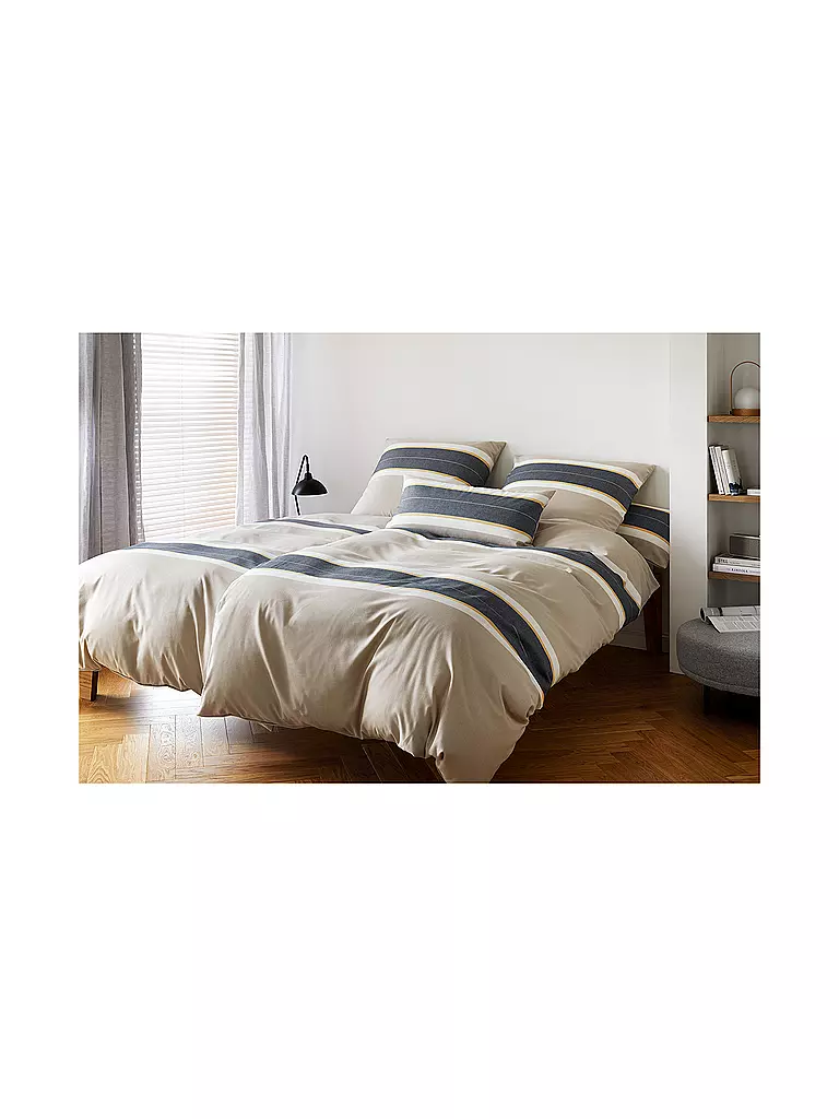ELEGANTE | Ropa de cama de franela WHITMAN 70x90cm/140x200cm Beige Beige/Gris | Beige
