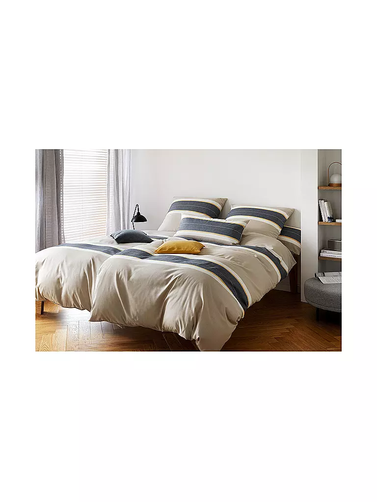 ELEGANTE | Ropa de cama de franela WHITMAN 70x90cm/140x200cm Beige Beige/Gris | 