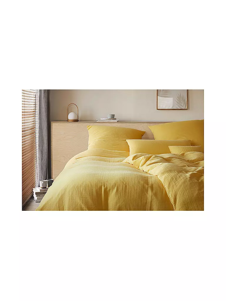 ELEGANTE | Ropa de cama de muselina Smooth 70x90cm / 140x200cm Sol | Amarillo