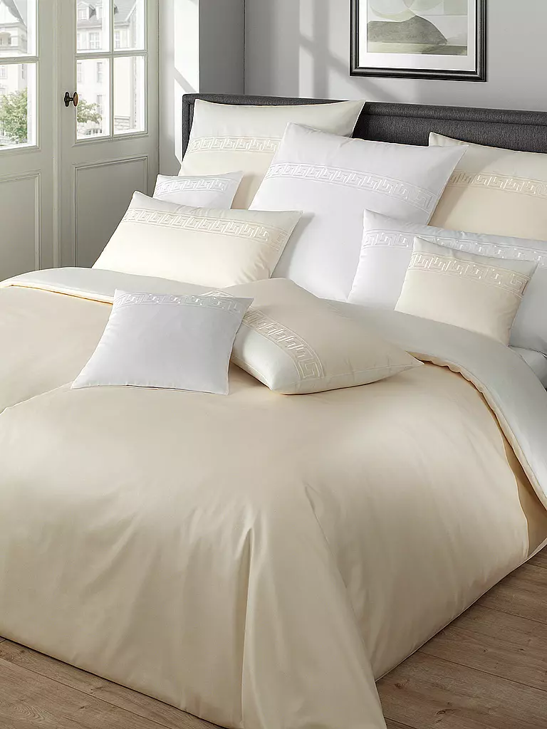 ELEGANTE | Ropa de cama de satén 70x90cm / 140x200cm EL GRECO Naturaleza | Crema