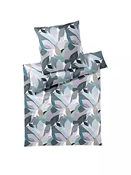 ELEGANTE | Ropa de cama de satén 70x90cm/140x200cm NIGHT GARDEN Puder | Azul oscuro