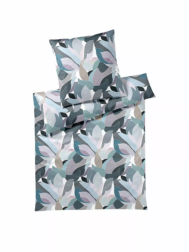ELEGANTE | Ropa de cama de satén 70x90cm/140x200cm NIGHT GARDEN Bleu | Azul oscuro
