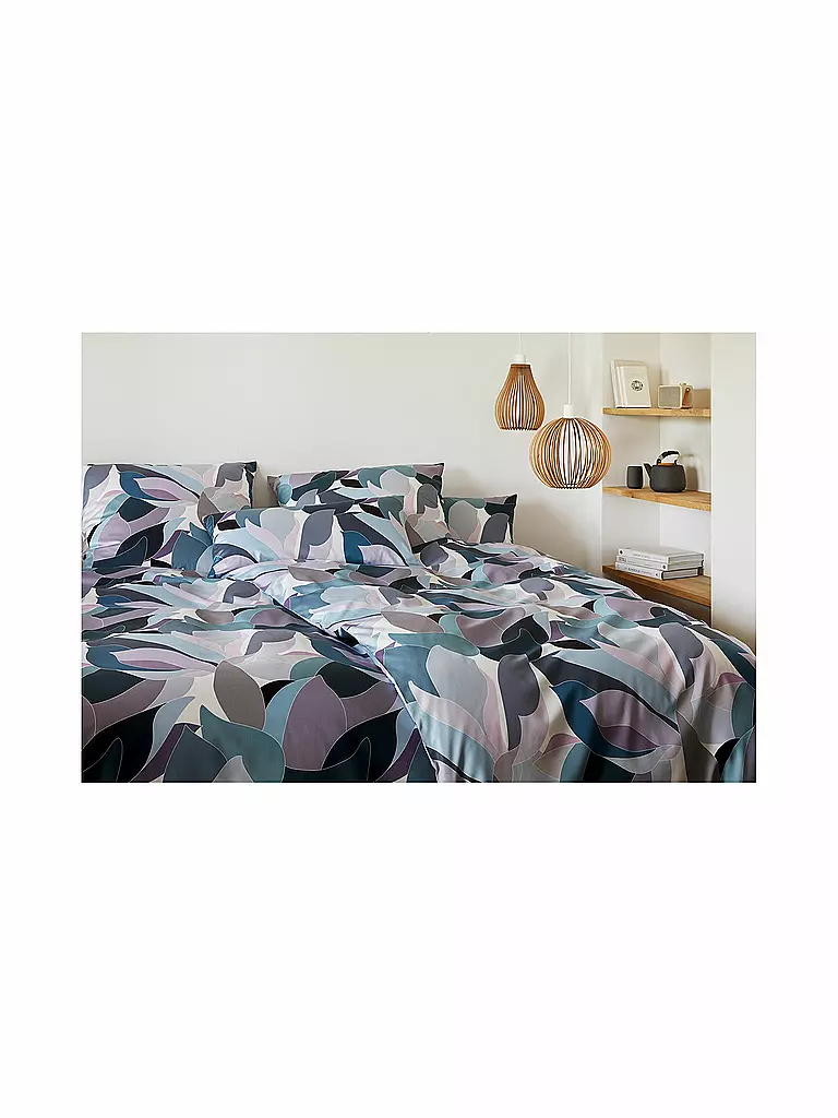 ELEGANTE | Ropa de cama de satén 70x90cm/140x200cm NIGHT GARDEN Bleu | Azul oscuro