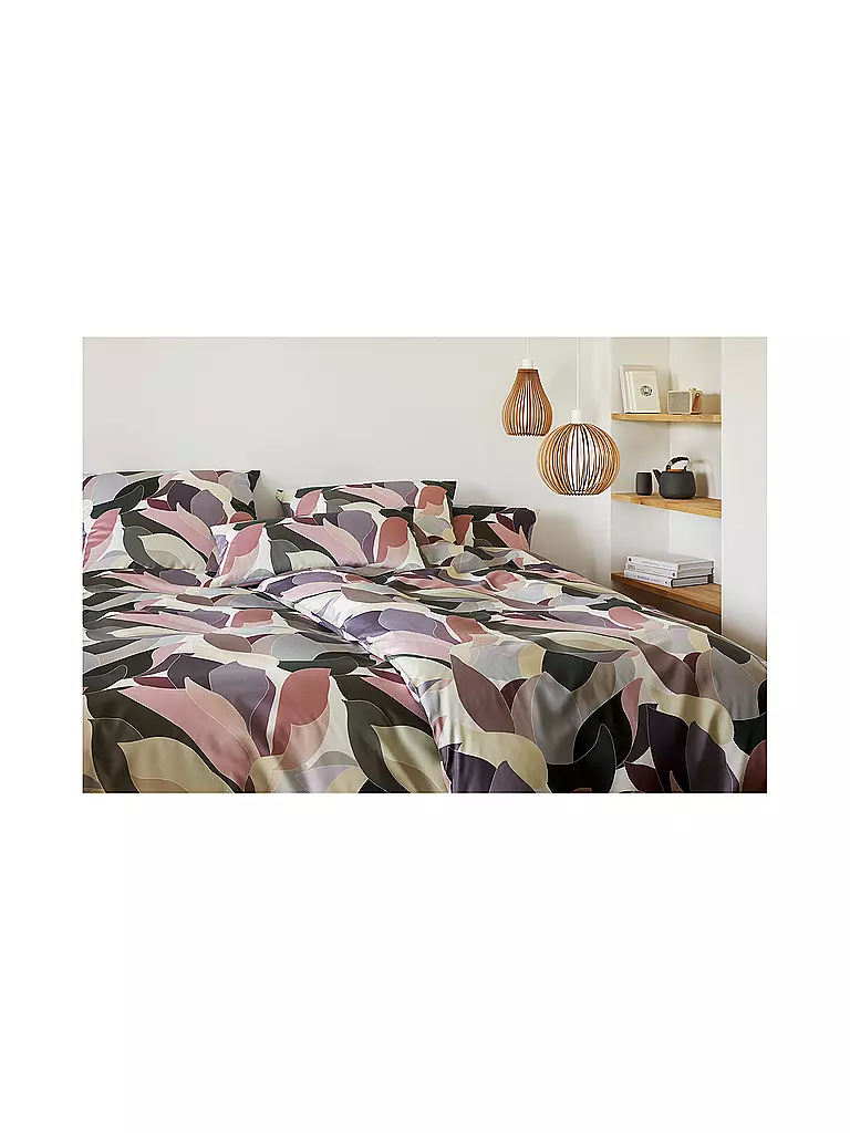 ELEGANTE | Ropa de cama de satén 70x90cm/140x200cm NIGHT GARDEN Puder | Baya