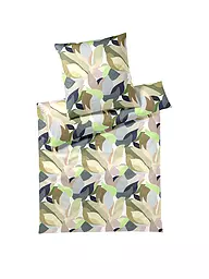 ELEGANTE | Ropa de cama de satén 70x90cm/140x200cm NIGHT GARDEN Puder | Verde claro