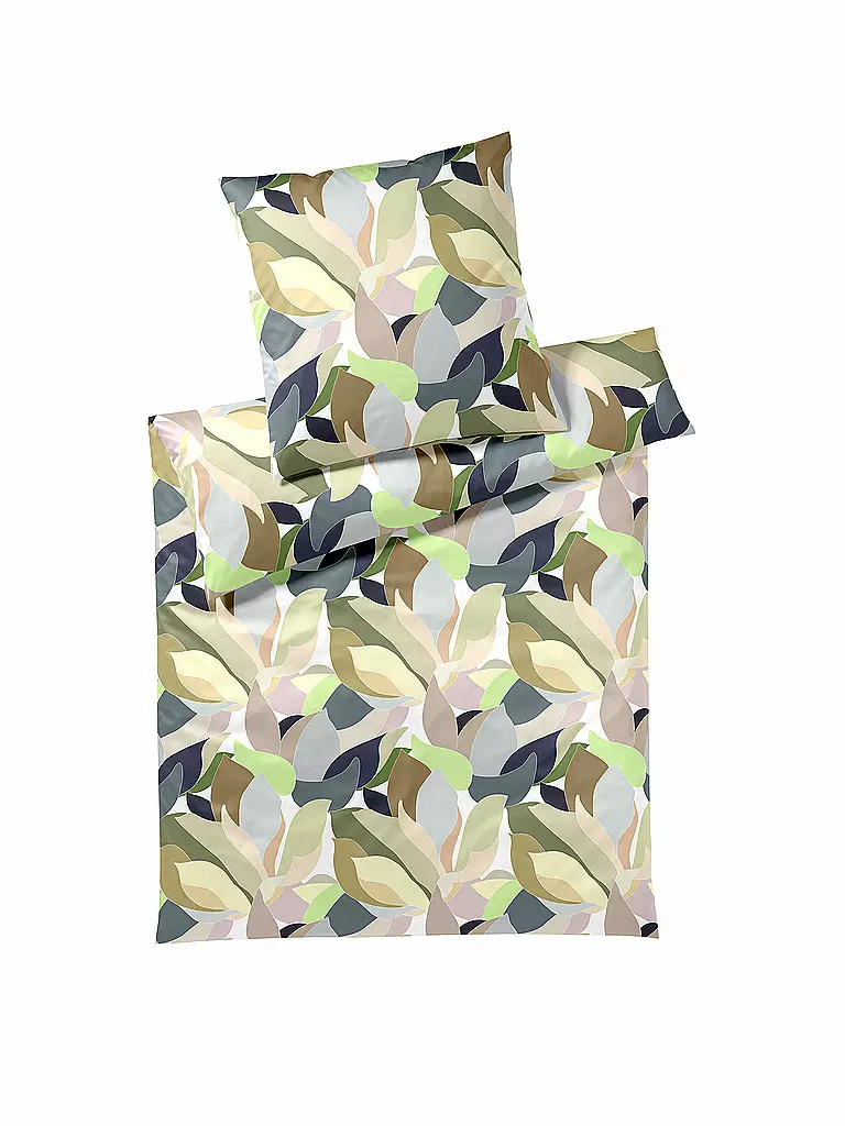 ELEGANTE | Ropa de cama de satén 70x90cm/140x200cm NIGHT GARDEN Verde claro | Verde claro