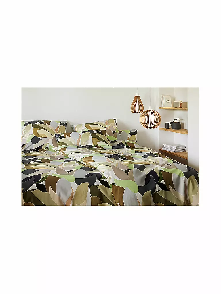 ELEGANTE | Ropa de cama de satén 70x90cm/140x200cm NIGHT GARDEN Verde claro | Verde claro