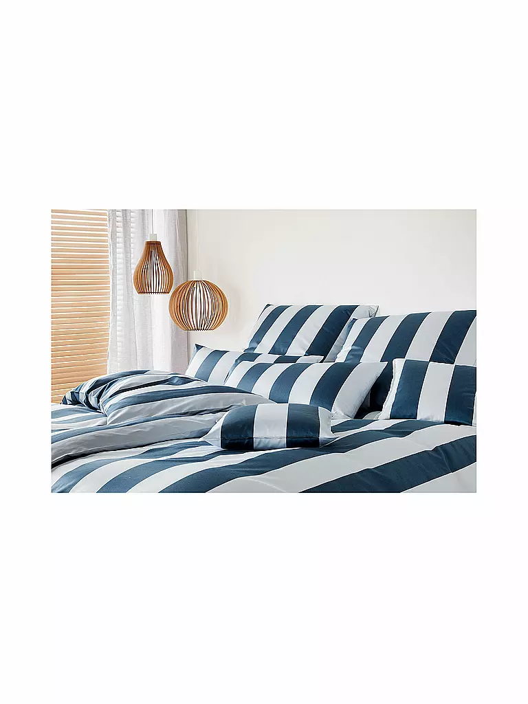 ELEGANTE | Ropa de cama de satén 70x90cm/140x200cm NIGHT STRIPE Azul | Azul oscuro