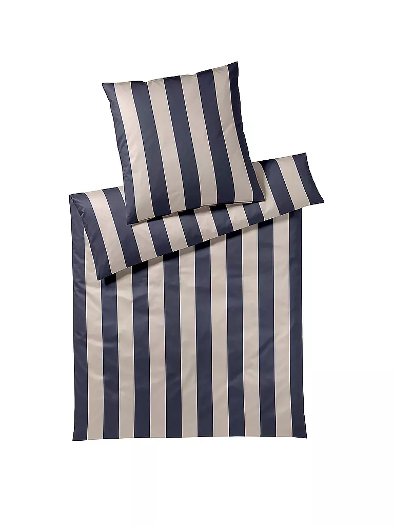 ELEGANTE | Ropa de cama de satén 70x90cm/140x200cm NIGHT STRIPE Nature | Gris