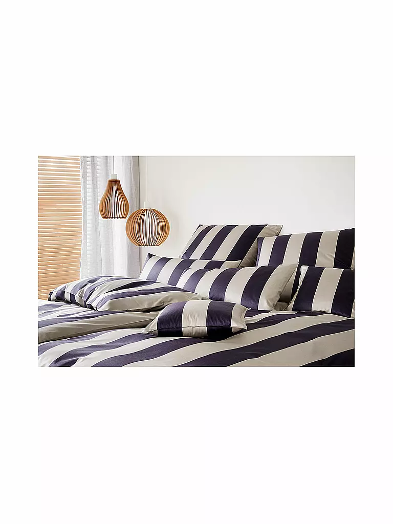 ELEGANTE | Ropa de cama de satén 70x90cm/140x200cm NIGHT STRIPE Nature | Gris