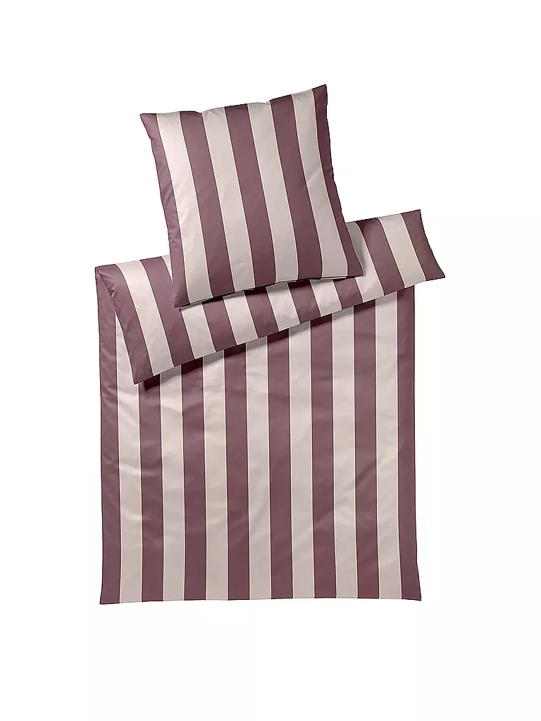 ELEGANTE | Ropa de cama de satén 70x90cm/140x200cm NIGHT STRIPE Puder | Baya