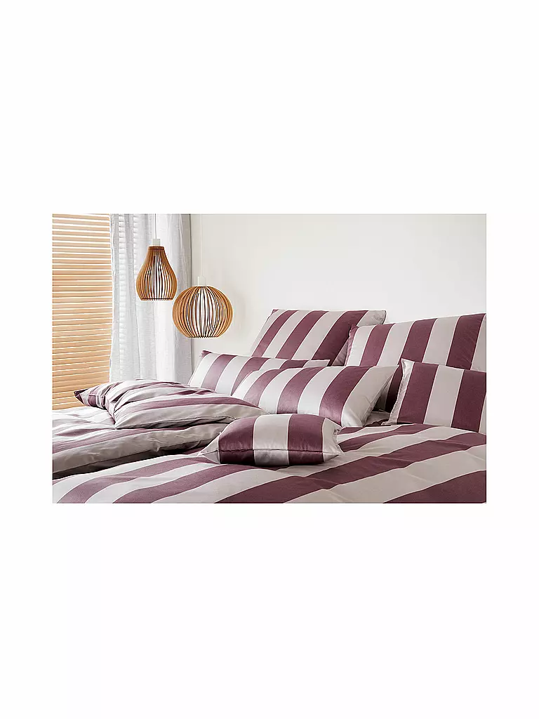 ELEGANTE | Ropa de cama de satén 70x90cm/140x200cm NIGHT STRIPE Puder | Baya
