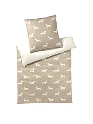 ELEGANTE | Ropa de cama de satén DOGS 70x90cm/140x200cm Negro | Beige