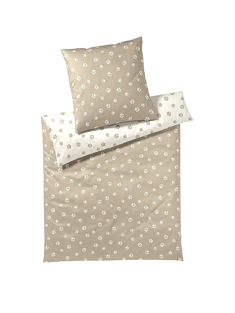 ELEGANTE | Ropa de cama de satén PAWS 70x90cm/140x200cm Crema | Beige