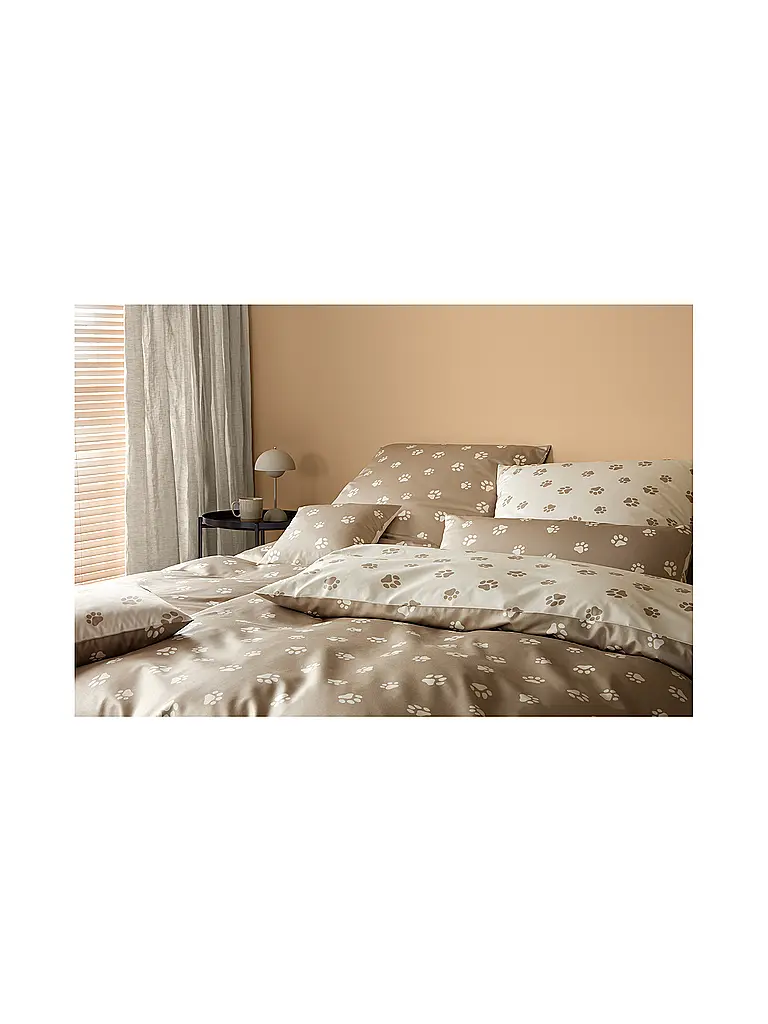 ELEGANTE | Ropa de cama de satén PAWS 70x90cm/140x200cm Crema | Beige