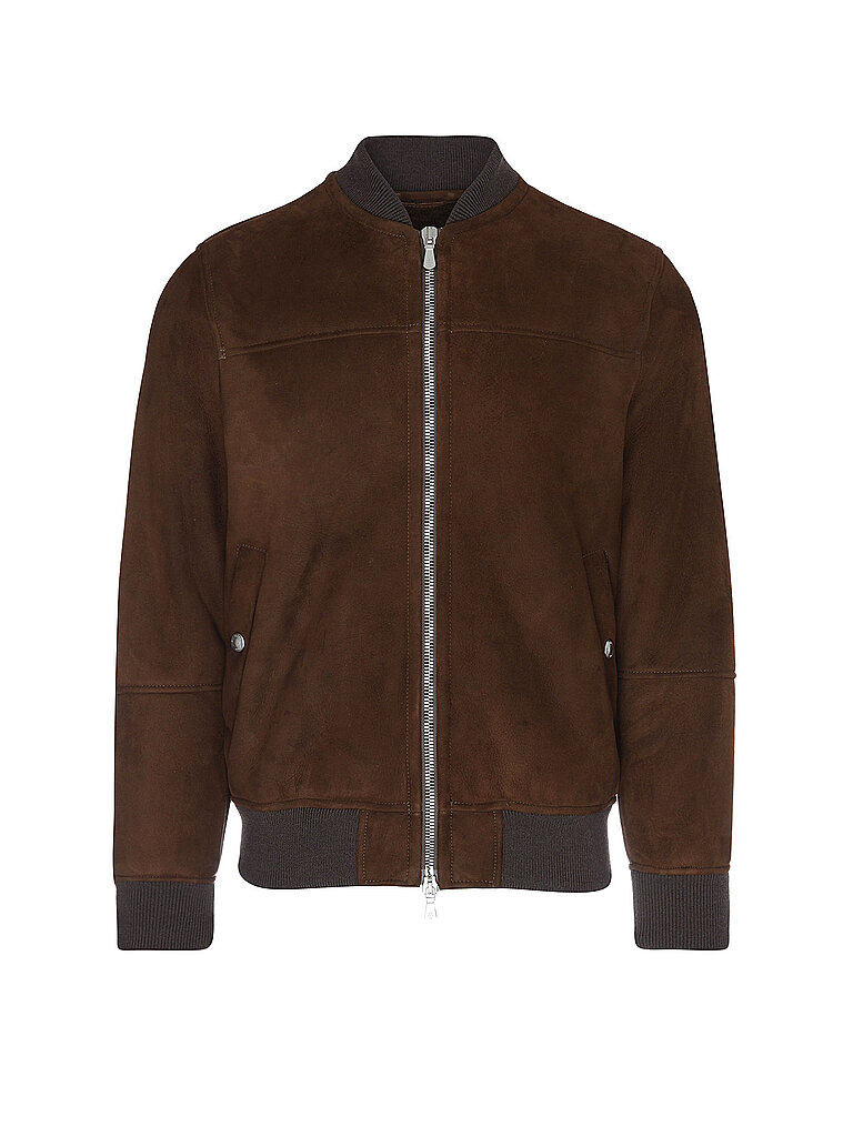 Eleventy Chaqueta de cuero marrón