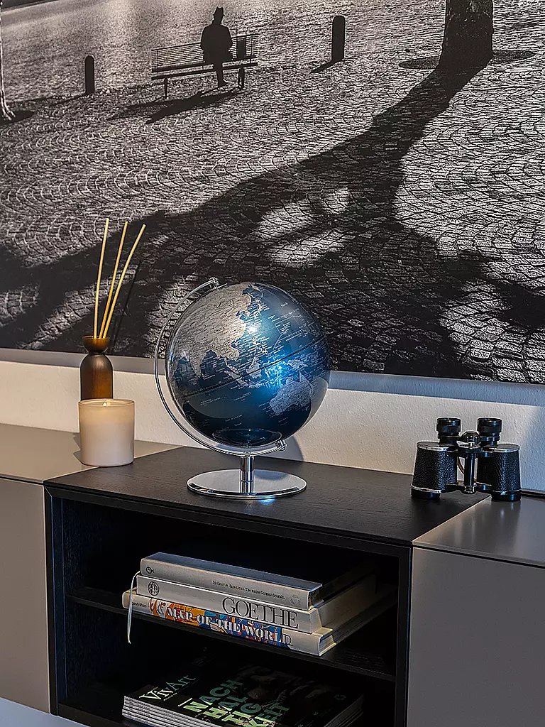 EMFORM | Globo terráqueo - Planeta 25cm azul metálico/plata | Sin color